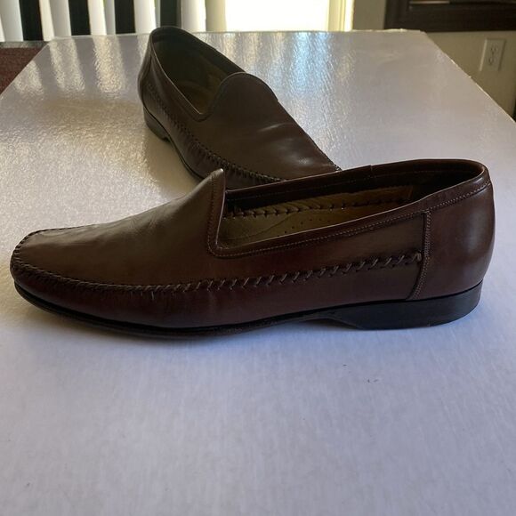 Santoni Brown Leather Penny Loafers - Picture 2 of 11